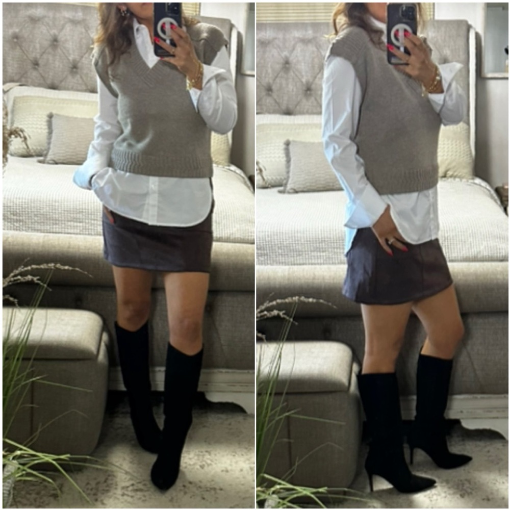 Last 🆕 Effortless Layered Sweater Vest & Shirt Top 🤍🤎